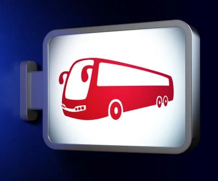 Vacation concept: Bus on billboard background Ilustração Stock