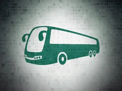 Vacation concept: Bus on Digital Data Paper background イラスト素材