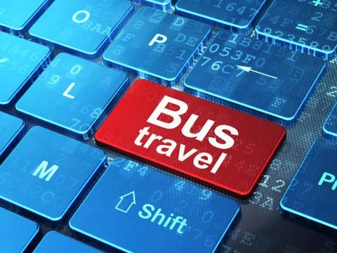 Vacation concept: Bus Travel on computer keyboard background イラスト素材