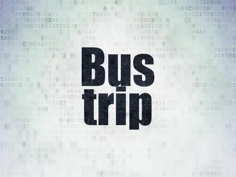 Vacation concept: Bus Trip on Digital Data Paper background 库存插图