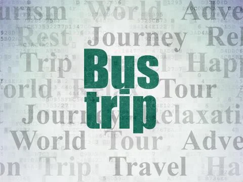 Vacation concept: Bus Trip on Digital Data Paper background Stockillustratie