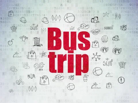 Vacation concept: Bus Trip on Digital Data Paper background Stock Illustration