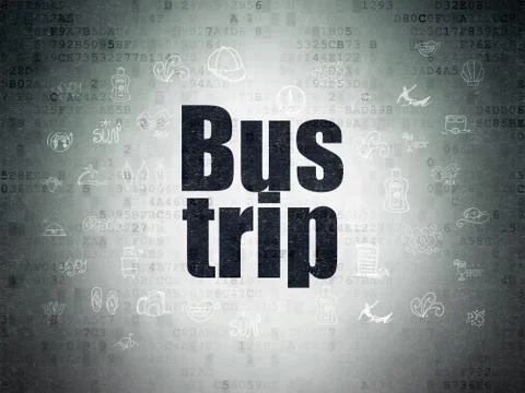 Vacation concept: Bus Trip on Digital Data Paper background 스톡 일러스트