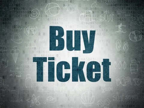 Vacation concept: Buy Ticket on Digital Data Paper background Stock Illustration