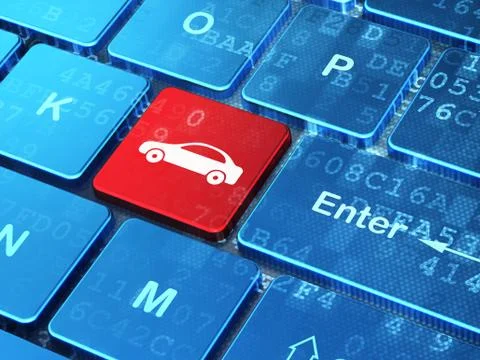 Vacation concept: Car on computer keyboard background イラスト素材