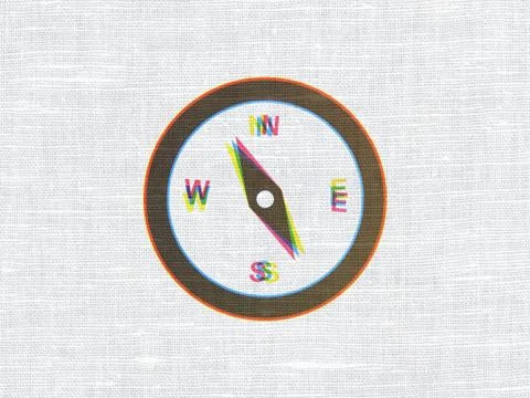 Vacation concept: Compass on fabric texture background イラスト素材