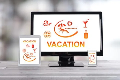 Vacation concept on different devices Stock Illustration