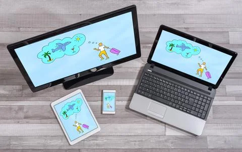 Vacation concept on different devices Foto stock
