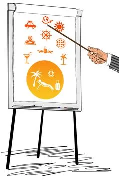 Vacation concept drawn on a flipchart Stockillustratie