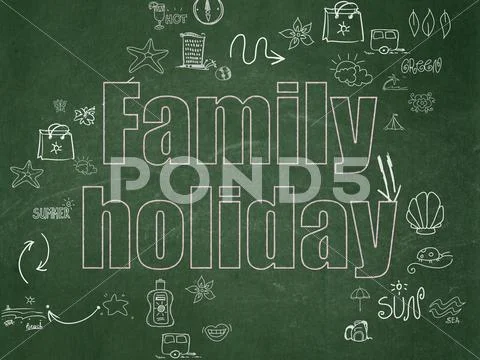 Vacation Concept: Family Holiday On School Board Background