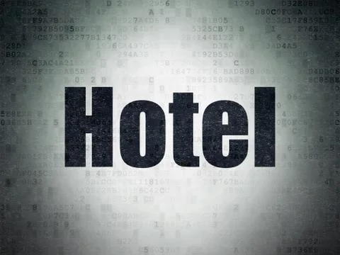Vacation concept: Hotel on Digital Data Paper background 스톡 일러스트