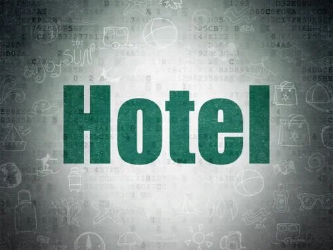 Vacation concept: Hotel on Digital Data Paper background 스톡 일러스트