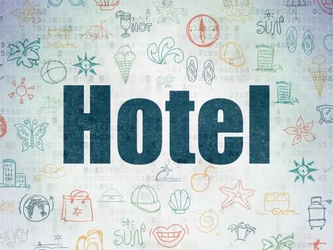 Vacation concept: Hotel on Digital Data Paper background イラスト素材