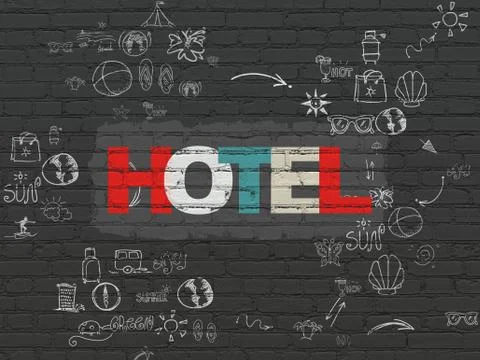 Vacation concept: Hotel on wall background Illustrazione stock