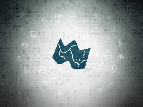 Vacation concept: Map on Digital Data Paper background Stock Illustration