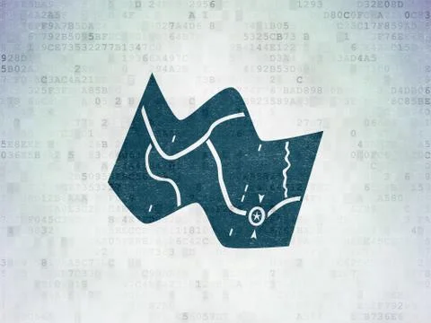 Vacation concept: Map on Digital Data Paper background Stockillustratie