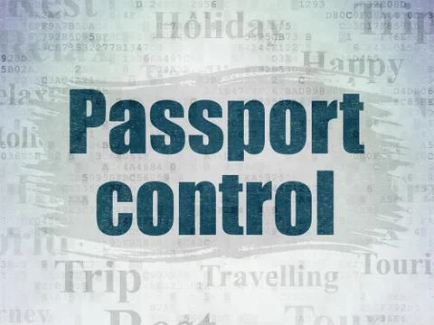 Vacation concept: Passport Control on Digital Paper background 스톡 일러스트