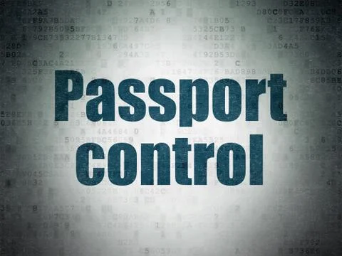 Vacation concept: Passport Control on Digital Data Paper background 库存插图