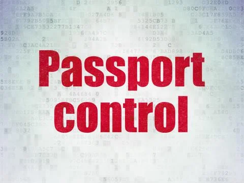Vacation concept: Passport Control on Digital Data Paper background 스톡 일러스트