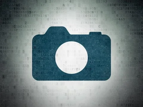 Vacation concept: Photo Camera on Digital Paper background Stockillustratie