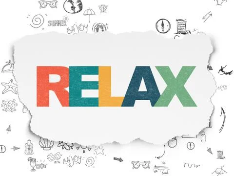 Vacation concept: Relax on Torn Paper background Illustrazione stock