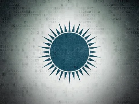 Vacation concept: Sun on Digital Data Paper background イラスト素材