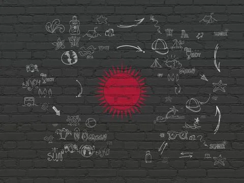 Vacation concept: Sun on wall background 库存插图