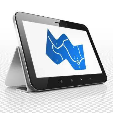 Vacation concept: Tablet Computer with Map on display Ilustración de archivo