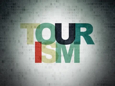 Vacation concept: Tourism on Digital Data Paper background 库存插图