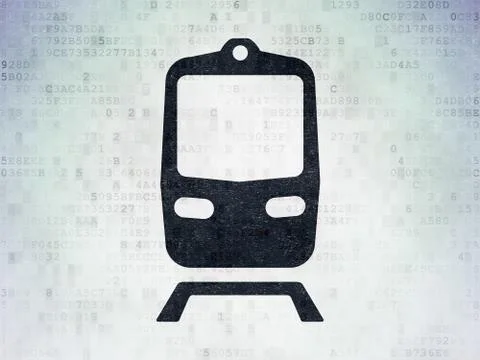 Vacation concept: Train on Digital Data Paper background イラスト素材
