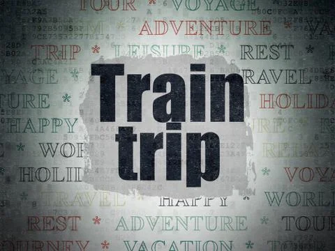 Vacation concept: Train Trip on Digital Data Paper background 库存插图