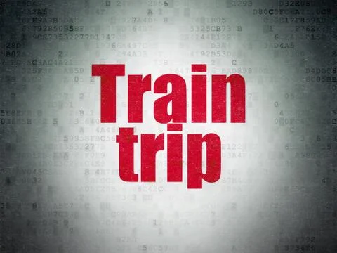 Vacation concept: Train Trip on Digital Data Paper background 스톡 일러스트