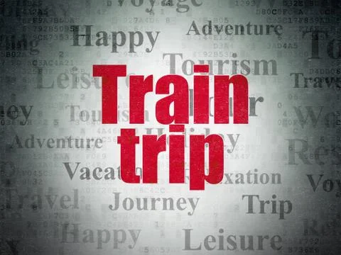 Vacation concept: Train Trip on Digital Data Paper background 库存插图