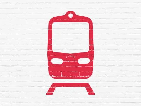 Vacation concept: Train on wall background 스톡 일러스트