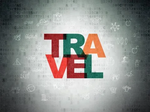 Vacation concept: Travel on Digital Data Paper background 库存插图