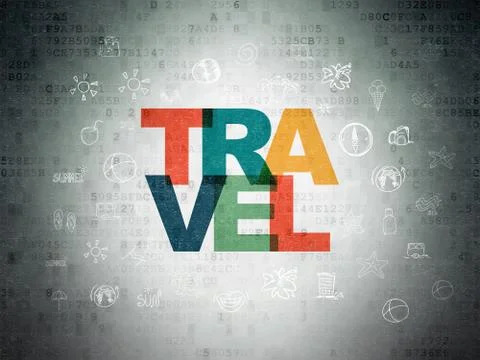 Vacation concept: Travel on Digital Data Paper background Illustrazione stock