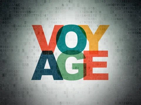 Vacation concept: Voyage on Digital Data Paper background Stockillustratie