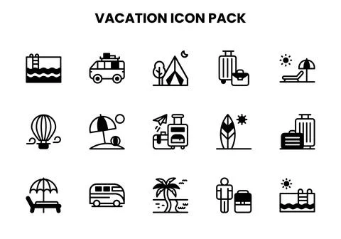 Vacation DuoTone Icons Pack Stock Illustration