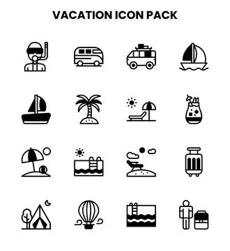 Vacation DuoTone Vector Icons Pack Stock Illustration