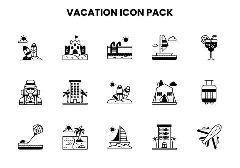 Vacation DuoTone Vector Icons Pack Stock Illustration