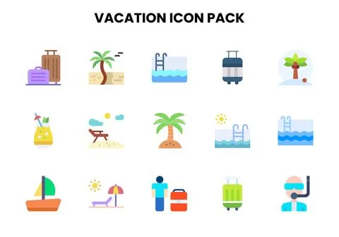 Vacation Flat Graphics Icons Pack Illustrazione stock