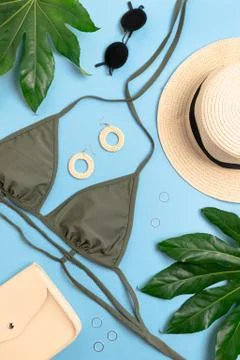 Vacation flat lay composition Stock Photos