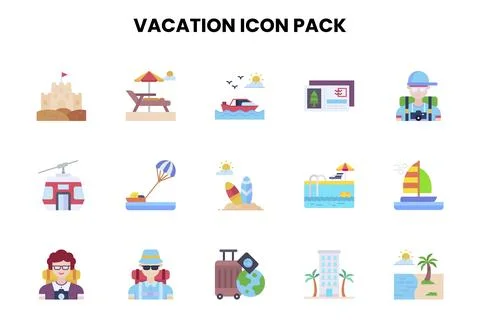 Vacation Flat UI Icons Pack Illustrazione stock