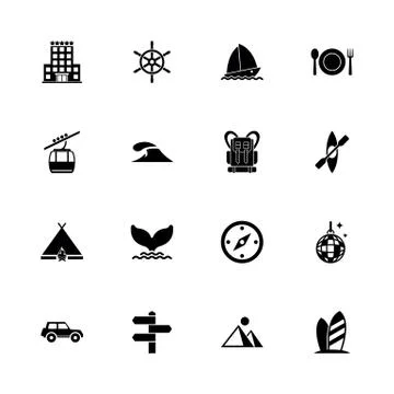 Vacation - Flat Vector Icons Stock Illustration