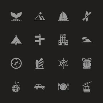 Vacation - Flat Vector Icons Stock Illustration