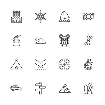 Vacation - Flat Vector Icons Stock Illustration