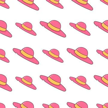 Vacation hat seamless pattern textile print. repeat pattern background design Stock Illustration