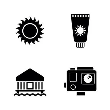 Vacation Holiday. Simple Related Vector Icons Stock Illustration