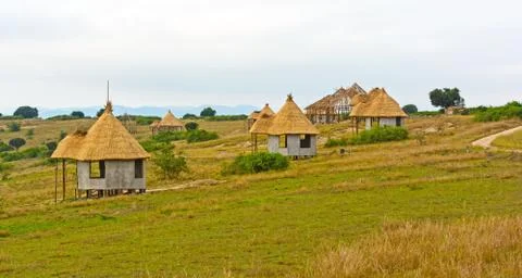Vacation huts in africa Stockfoto's