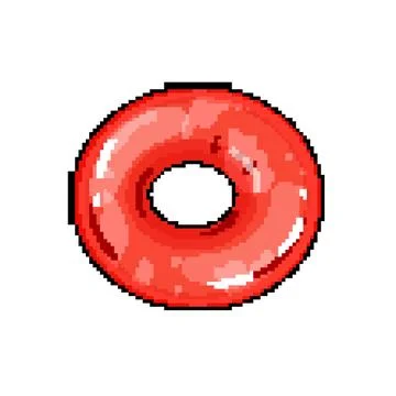 Vacation inflatable ring pixel art vector illustration Stock Illustration